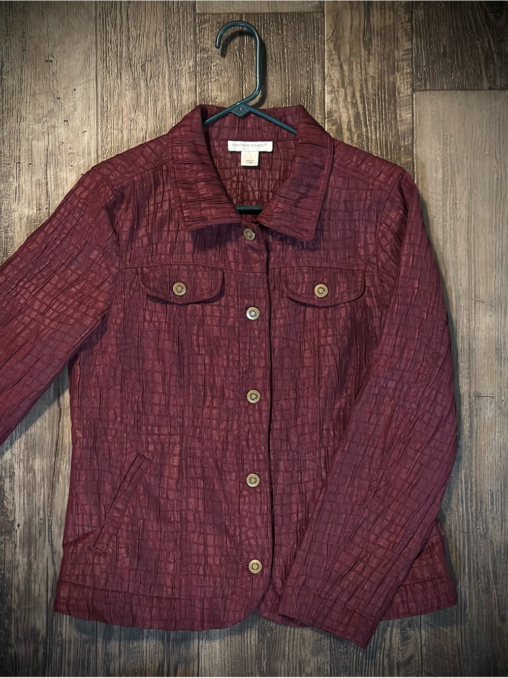 Christopher&Banks Burgundy Button-Front Blazer Jacket